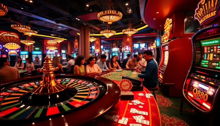 Experience the thrill of qq888 casino action with lively roulette, poker, and slot games in a vibrant environment.