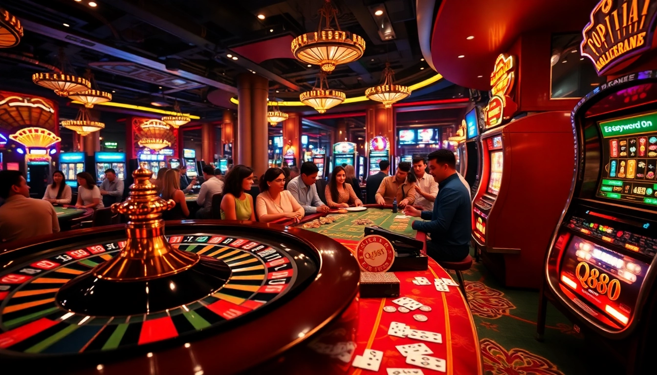 Experience the thrill of qq888 casino action with lively roulette, poker, and slot games in a vibrant environment.