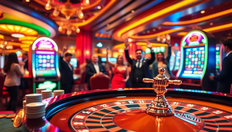 Experience the excitement of okwin casino with vibrant roulette tables and winning moments.