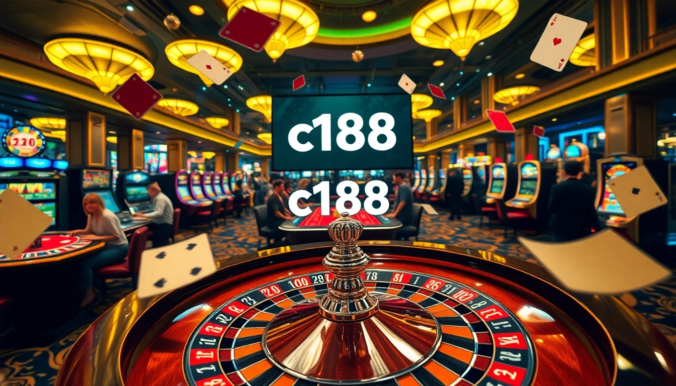 Experience thrilling gameplay at an exciting casino with c168 roulette wheel and vibrant slot machines.
