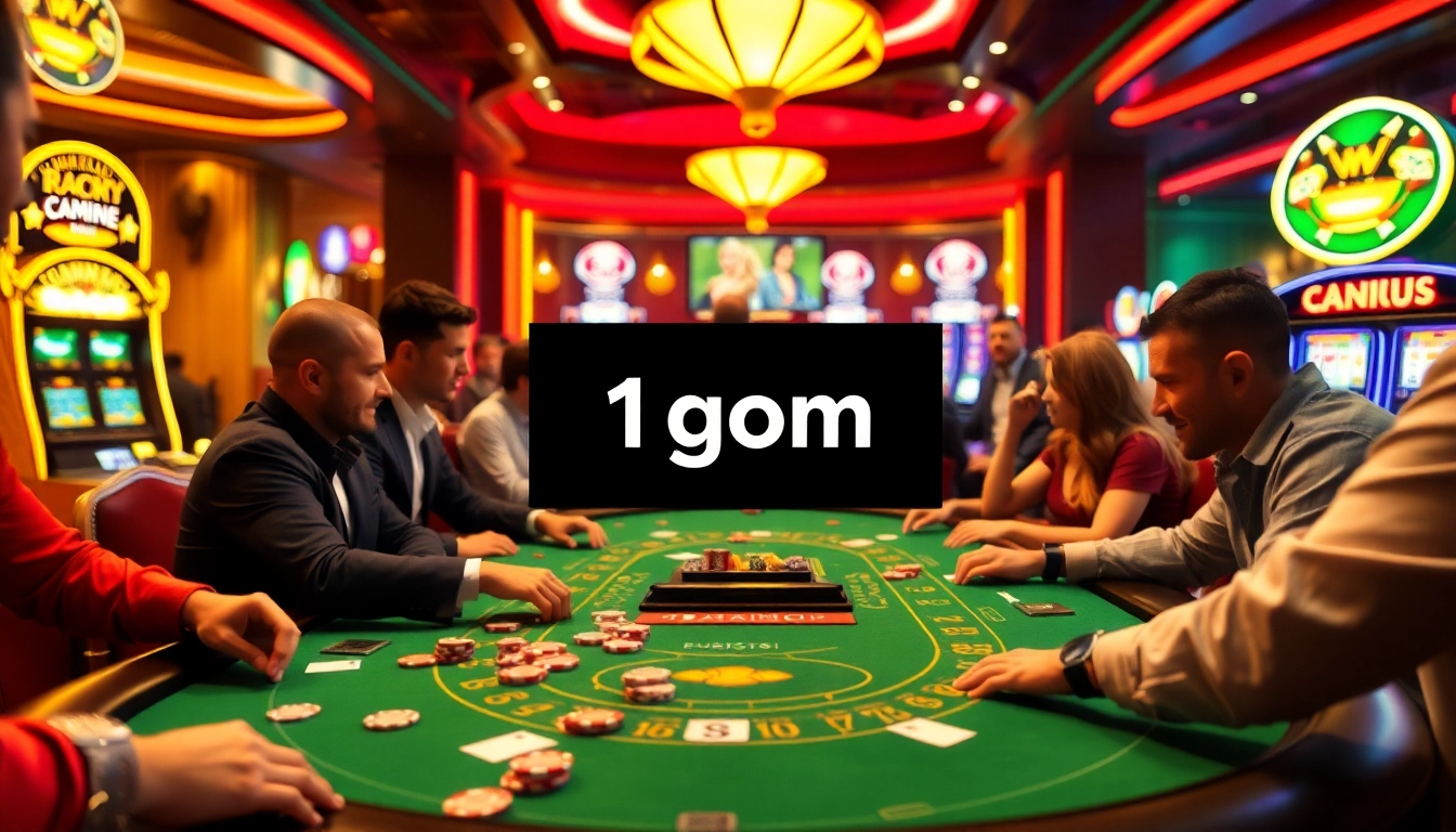 Players enjoying a thrilling game of blackjack at a casino featuring 1gom's online betting interface.